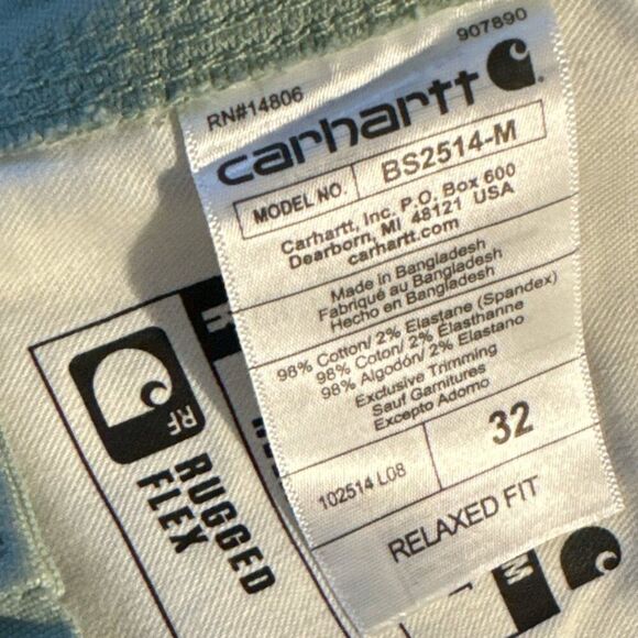 CARHARTT Men's Rugged Flex Relaxed Fit Canvas Work Short Sz 32 Olive Green - Picture 7 of 8